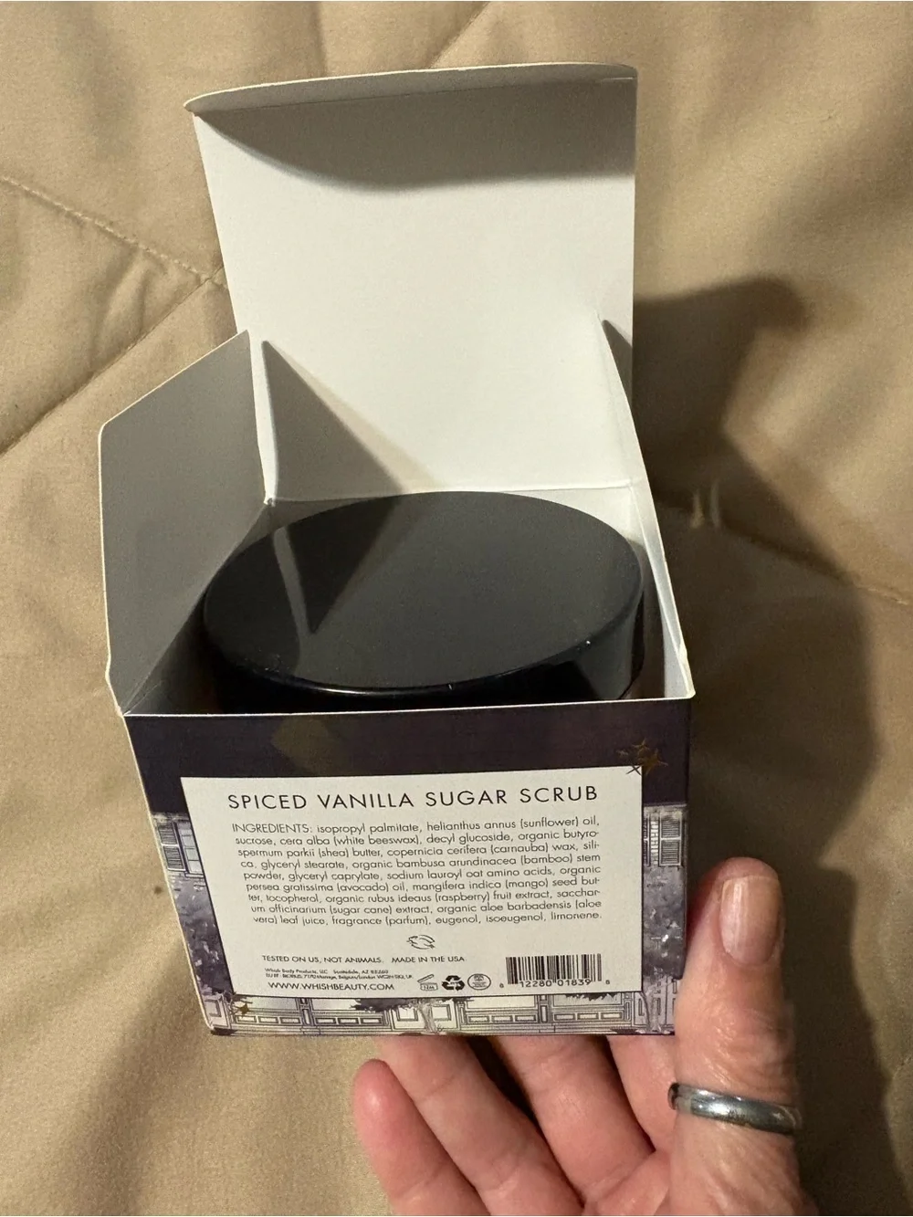 Whish Spiced Vanilla Sugar Scrub — Purple & Gold Accented Box - New in box